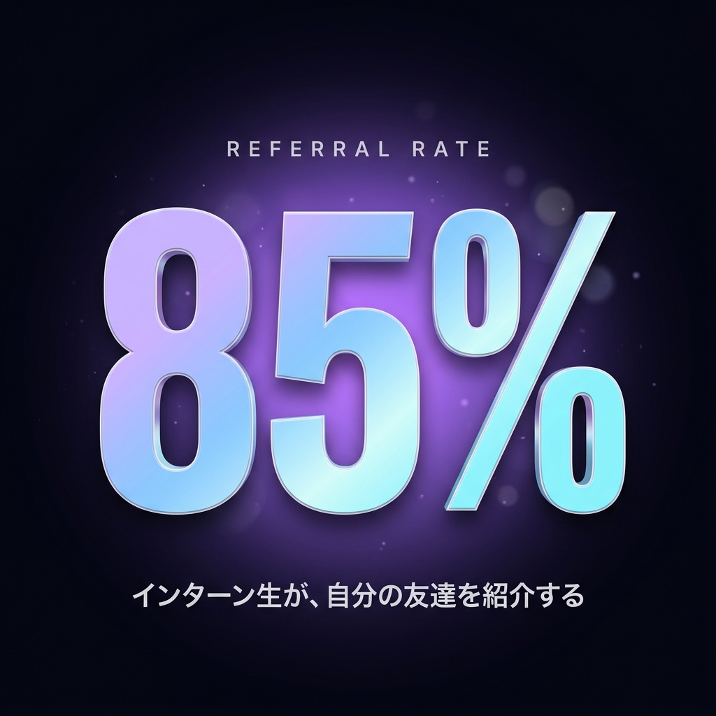 紹介率 85% インターン生が自分の友達を紹介する